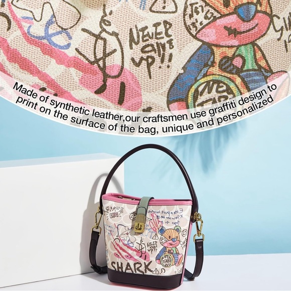 FOXLOVER Fabric Bucket Crossbody Bags for Women Top-Handle - Picture 5 of 6